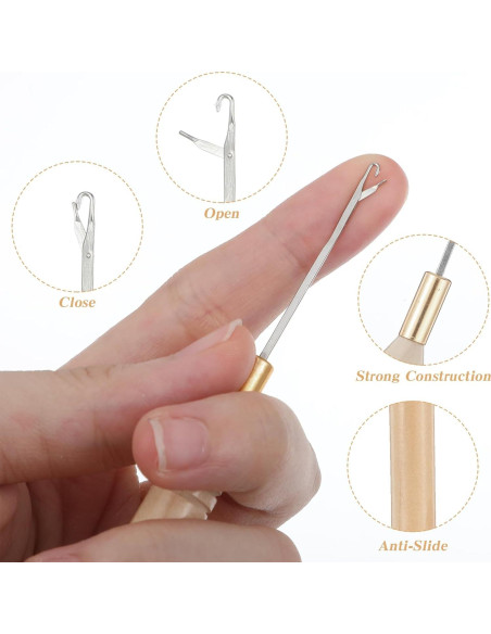 6 Agujas de Ganchillo para Cabello Zelphvt - 14.5 cm Madera y Metal 6 Agujas de Ganchillo para Cabello Zelphvt - 14.5 cm Madera y Metal
