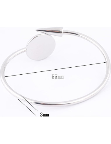 5 Piezas Base de Pulsera Ajustable Reidgaller 16mm Acero Inoxidable