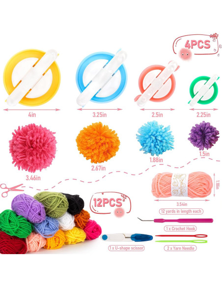 Kit de Hacedores de Pom Pom VGOODALL 20PCS Multicolor Kit de Hacedores de Pom Pom VGOODALL 20PCS Multicolor