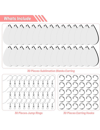 Modacraft 30 Piezas Pendientes en Blanco para Sublimación 39.6x25.8mm