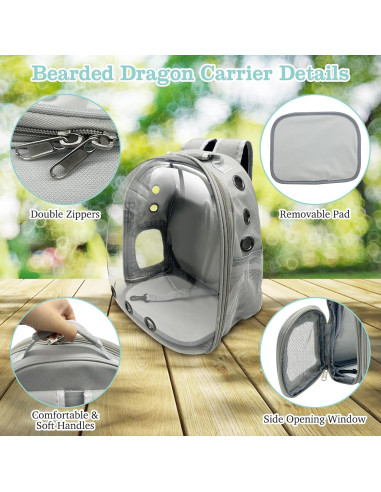 Mochila Transportadora para Reptiles PINVNBY Gris 33x25x41cm