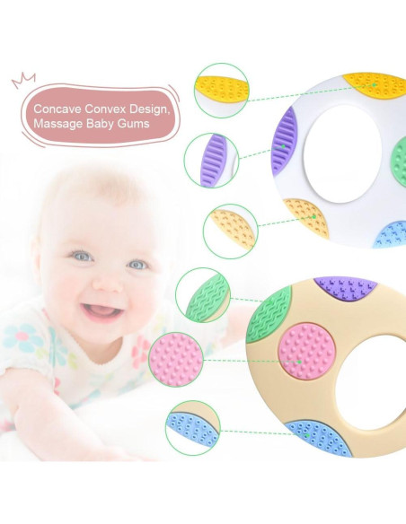 Mordedor de Silicona OSDUE para Bebés 3-12 Meses, 2 Piezas Mordedor de Silicona OSDUE para Bebés 3-12 Meses, 2 Piezas