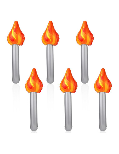 6 Antorchas Inflables PVC 40x13.5cm Decoración Fiesta Halloween