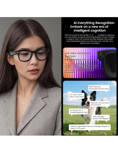 Gafas Inteligentes AMZISH con Cámara HD 8MP y Traducción AI