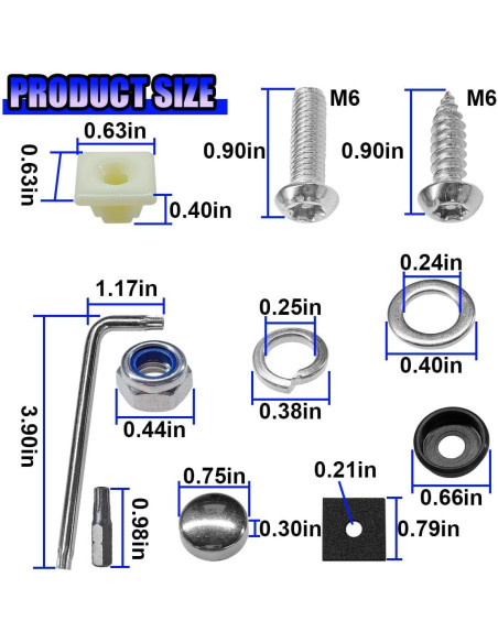 Kit de Tornillos de Placa de Licencia Antirrobo UHANBUT Plata Kit de Tornillos de Placa de Licencia Antirrobo UHANBUT Plata