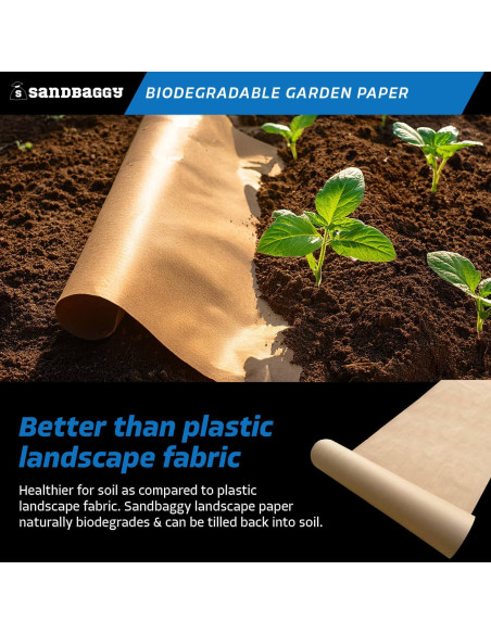 Papel de Jardín Biodegradable Sandbaggy 1.22 m x 15.24 m Papel de Jardín Biodegradable Sandbaggy 1.22 m x 15.24 m