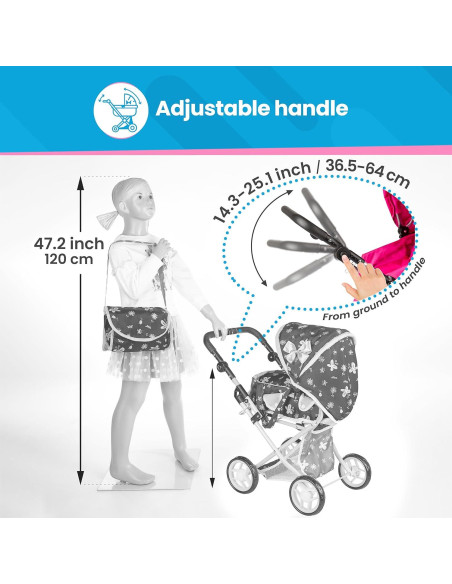 Carrito de Muñecas Kinderplay KP0200I Ajustable 36.4-64.1 cm Carrito de Muñecas Kinderplay KP0200I Ajustable 36.4-64.1 cm