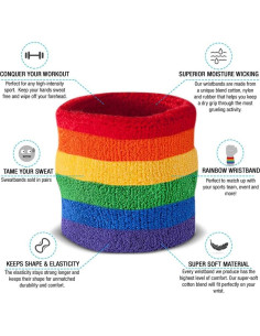 Muñequera Absorbente Suddora Arcoíris 7.01 cm - Par 2