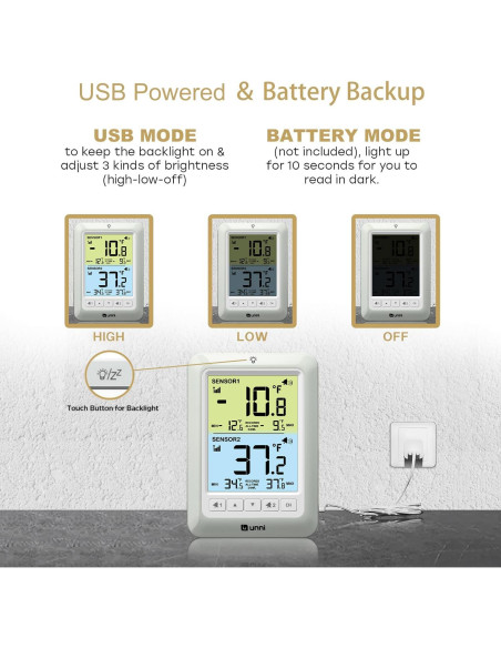 Termómetro Digital Inalámbrico U UNNI para Refrigerador y Congelador Termómetro Digital Inalámbrico U UNNI para Refrigerador y Congelador