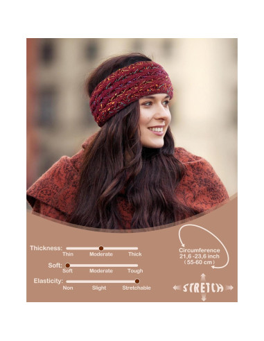 Diademas de Invierno para Mujeres 3 Piezas Forradas de Polar