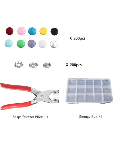 Kit de Botones de Presión IMNTHO 800 Piezas 9.5mm Metal