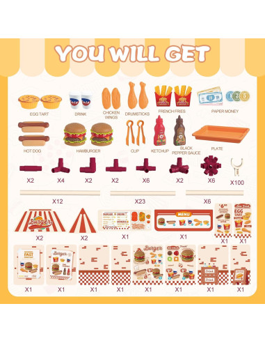 Conjunto de Juego de Hamburguesa KOALA DIARY 21 Piezas