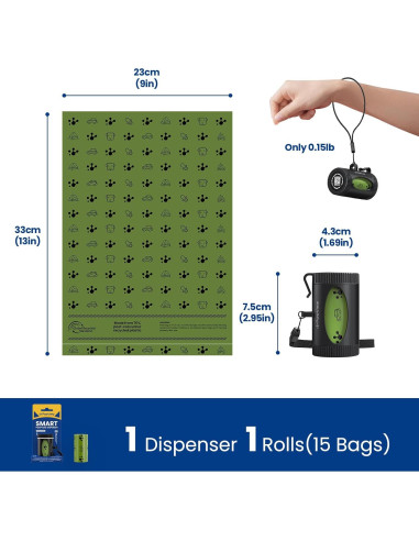 Dispensador de bolsas de excremento PawView con rastreador NFC