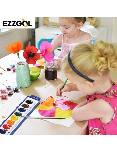 Pinturas Acuareladas Ezzgol 24 Colores Lavables No Tóxicas