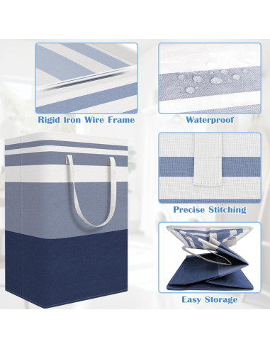 Cesta de Ropa Plegable BlissTotes 3-Pack 75L Azul