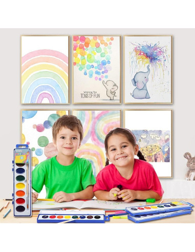 Pinturas Acuareladas Ezzgol 24 Colores Lavables No Tóxicas