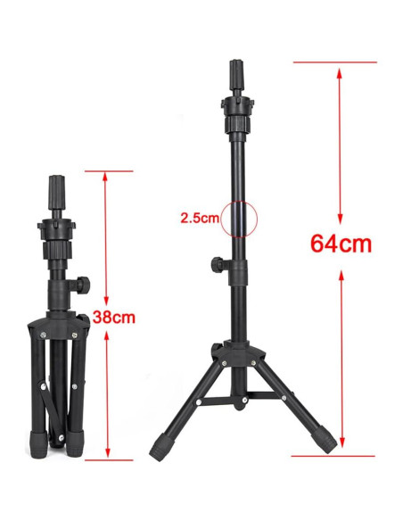 Soporte de Peluca Trípode Zhiqian 63.5 cm Ajustable Soporte de Peluca Trípode Zhiqian 63.5 cm Ajustable