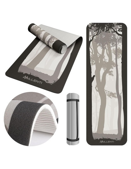 Alfombrilla de Yoga Millenti 6mm Antideslizante TPE Gris Alfombrilla de Yoga Millenti 6mm Antideslizante TPE Gris