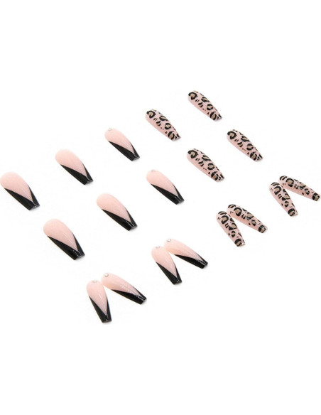 Uñas Postizas Acrílicas Nude Cuadradas Francesas 24PCS Uñas Postizas Acrílicas Nude Cuadradas Francesas 24PCS