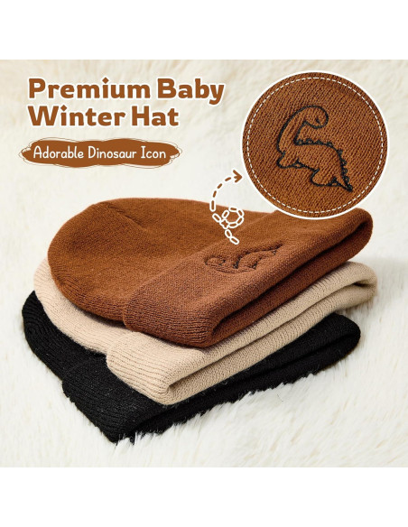 Gorra de Invierno Unisex Durio para Bebés 0-3 Años con Dinosaurio Gorra de Invierno Unisex Durio para Bebés 0-3 Años con Dinosaurio