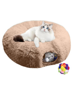 Cueva de Gato Donut Multifuncional Naielfopet 33x33cm Marrón