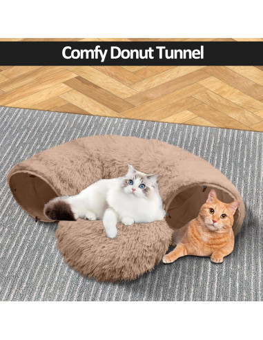 Cueva de Gato Donut Multifuncional Naielfopet 33x33cm Marrón