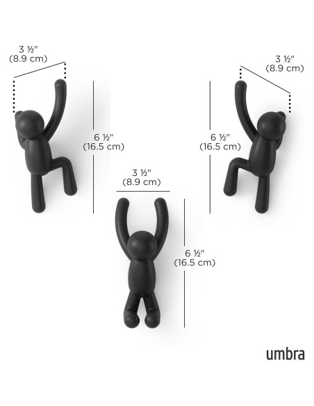 Ganchos de Pared Umbra Buddy Set de 3 Negro Decorativos Ganchos de Pared Umbra Buddy Set de 3 Negro Decorativos