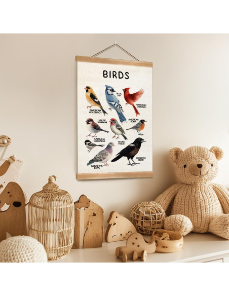Póster Colgante de Aves ZTGDA en Lino con Marco de Madera 30x40cm Póster Colgante de Aves ZTGDA en Lino con Marco de Madera 30x40cm