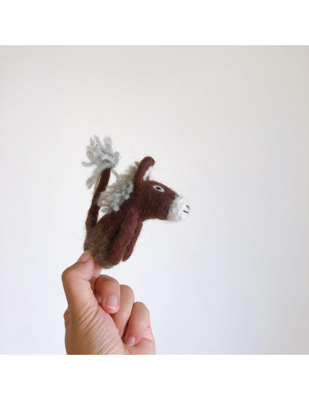 Títere de dedo de burro de fieltro Ganapati Crafts 10 cm Títere de dedo de burro de fieltro Ganapati Crafts 10 cm