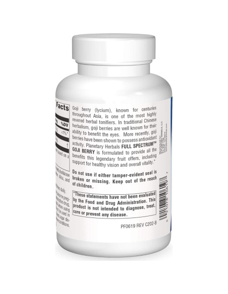Elixir Botánico Baya de Goji Planetary Herbals 700mg 180 Cápsulas Elixir Botánico Baya de Goji Planetary Herbals 700mg 180 Cápsulas