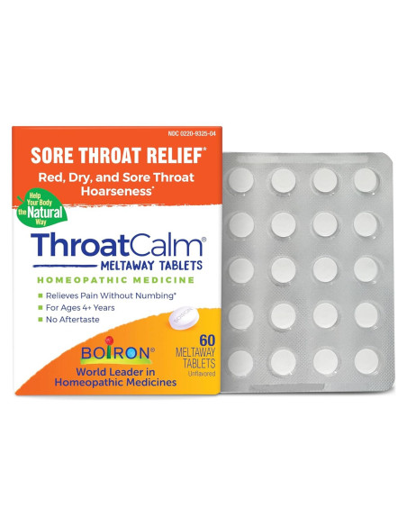 Tabletas ThroatCalm Boiron 60 Unidades Alivio Garganta Tabletas ThroatCalm Boiron 60 Unidades Alivio Garganta