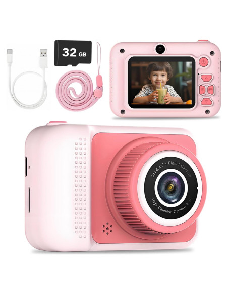 Cámara de Juguete LETONGJH Q1 1080P Rosa con 32GB Cámara de Juguete LETONGJH Q1 1080P Rosa con 32GB