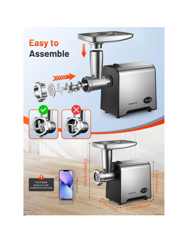 Molinillo de Carne Eléctrico KEENSTAR 3000W Acero Inoxidable