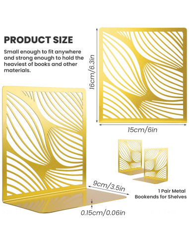 Soportes de Libros Decorativos NiHome Metal Dorado 16cm
