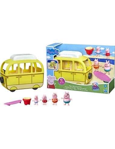 Camper de Playa Peppa Pig - Vehículo de Juguete 10 Piezas