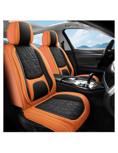 Funda de Asientos de Cuero OTOEZ Universal Negro y Naranja