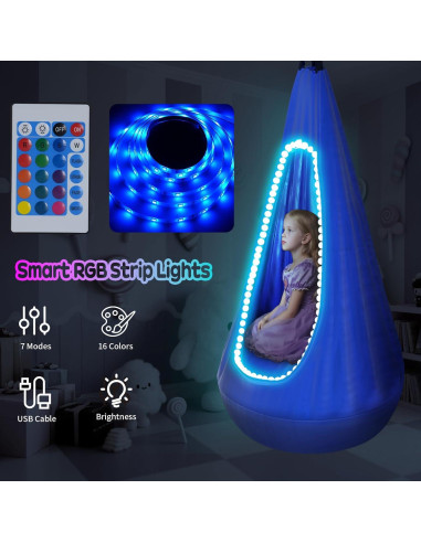 Columpio Pod Iluminado AIHSUMC para Niños - 118 kg - Azul