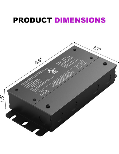 Controlador LED Dimmable 60W EoJoycels 24V IP67 UL Listado