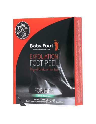 Exfoliante para Pies Baby Foot - Mascarilla Original para Hombres - Aroma a Menta - 1 Par