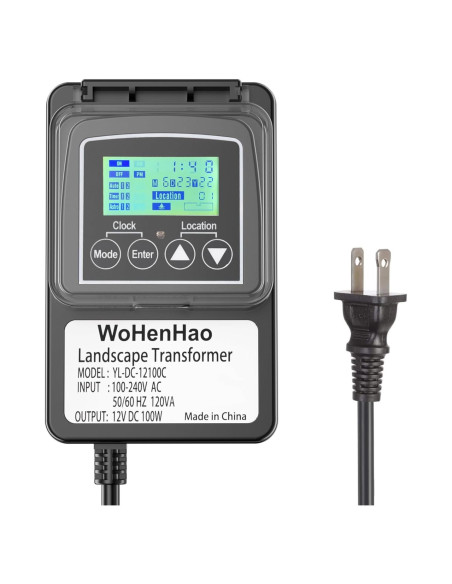 Transformador de Iluminación Wohenhao 100W 12V DC con Temporizador Transformador de Iluminación Wohenhao 100W 12V DC con Temporizador