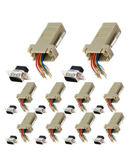 10 Adaptadores DB9 Macho a RJ45 ANMBEST - Conexión Serial 10 Adaptadores DB9 Macho a RJ45 ANMBEST - Conexión Serial