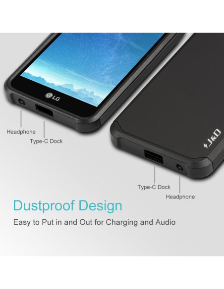 Funda Protectora Híbrida J&D para LG K20 V, K20 Plus, Negro Funda Protectora Híbrida J&D para LG K20 V, K20 Plus, Negro