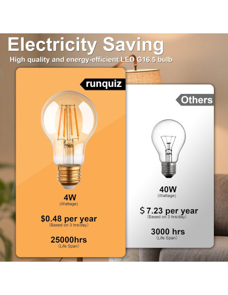 Paquete de 12 Bombillas LED Vintage A19 Edison 4W 2200K Paquete de 12 Bombillas LED Vintage A19 Edison 4W 2200K