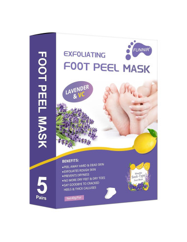 Mascarilla Exfoliante para Pies FUNNIR - 5 Pares, Suave y Revitalizante