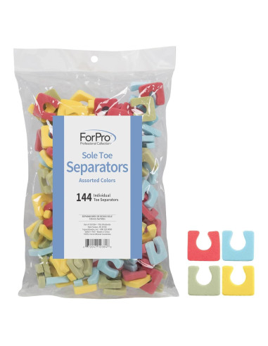 Separadores de Dedos ForPro Sole, 144 Unidades, Colores Variados