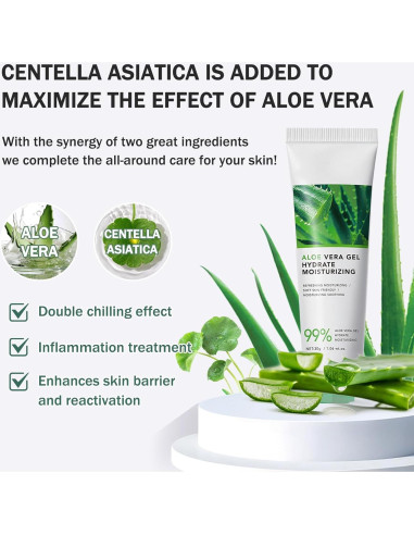 Gel de Aloe Vera Orgánico 16PCS Pura Hidratación Facial y Corporal