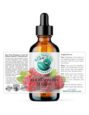 Aceite de Semilla de Frambuesa Roja 113 ml - Bella Terra Oils