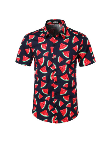 Camisa Hawaiana de Algodón para Hombre JOGAL - XX-Large Marino