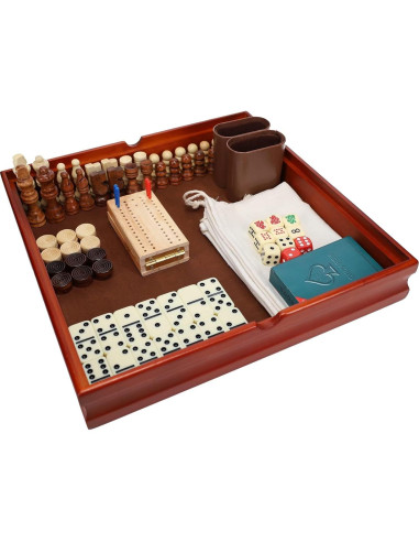 Conjunto de Juegos de Mesa 7 en 1 WE Games - Madera de Nogal 30.48 cm