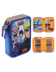 Estuche de lápices Naruto con material escolar para niños